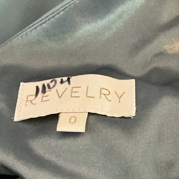 REVELRY French Blue Dawson Crepe Long Sleeveless Formal Bridesmaid Gown Dress 0 - Picture 6 of 12